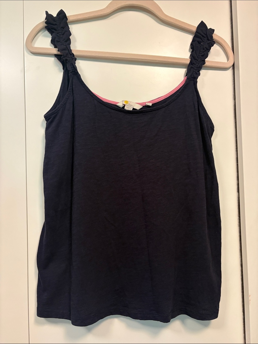 Boden Navy Ruffle-Strap Tank Top S